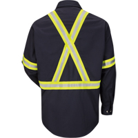 Work Shirt with Reflective Trim, Cotton/Nylon, Medium, High Visibility Orange Equipex