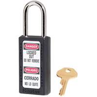 411 Zenex Safety Padlocks, Black, Keyed Alike, Thermoplastic, 1-1/2" Width Equipex