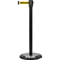 Free-Standing Crowd Control Barrier, Steel, 35" H, Yellow Tape, 7' Tape Length Equipex