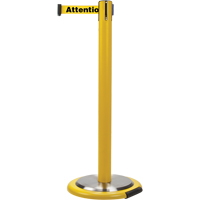 Free-Standing Crowd Control Barrier, Steel, 35" H, Yellow Tape, 7' Tape Length Equipex