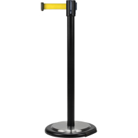Free-Standing Crowd Control Barrier, Steel, 35" H, Yellow Tape, 7' Tape Length Equipex