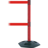 Poteau robuste &agrave; ligne double, Plastique, 38" h, Ruban Rouge, Longueur du ruban 13' Equipex