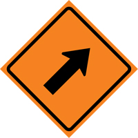 Right Diagonal Arrow Roll-Up Traffic Sign, 36" x 36", Vinyl, Pictogram Equipex