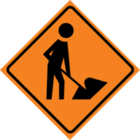 Men at Work Roll-Up Traffic Sign, 36" x 36", Vinyl, Pictogram Equipex