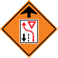 Enseigne enroulable de circulation c&eacute;dez le passage devant, 29-1/2" x 29-1/2", Vinyle, Pictogramme Equipex