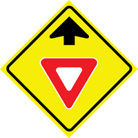 Enseigne enroulable de circulation  Yield Ahead , 36" x 36", Vinyle, Pictogramme Equipex