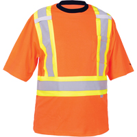 T-shirt de s&eacute;curit&eacute;, Polyester, Moyen, Orange haute visibilit&eacute; Equipex