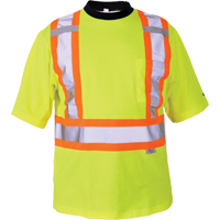 T-shirt de s&eacute;curit&eacute;, Polyester, Moyen, Jaune lime haute visibilit&eacute; Equipex