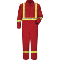 Flame-Resistant Deluxe Coveralls with Reflective Trim, Size 38, Red, 5.6 cal/cm² Equipex