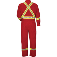 Flame-Resistant Deluxe Coveralls with Reflective Trim, Size 38, Red, 5.6 cal/cm² Equipex