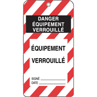 &eacute;tiquettes de verrouillage, Plastique, 3" la x 5-3/4" h, Français Equipex