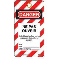 &eacute;tiquettes de verrouillage, Plastique, 3" la x 5-3/4" h, Français Equipex