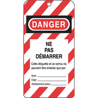 &eacute;tiquettes de verrouillage, Plastique, 3" la x 5-3/4" h, Français Equipex