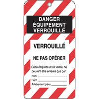&eacute;tiquettes de verrouillage, Plastique, 3" la x 5-3/4" h, Français Equipex