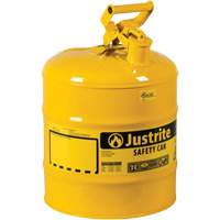 Safety Cans, Type I, Steel, 5 US gal., Yellow, FM Approved/UL/ULC Listed Equipex