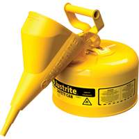 Safety Cans, Type I, Steel, 2.5 US gal., Yellow, FM Approved/UL/ULC Listed Equipex