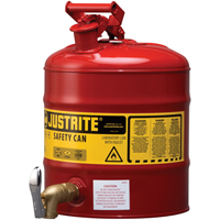 Laboratory Safety Can with Faucet, Type I, Steel, 5 US gal., Red, FM Approved Equipex