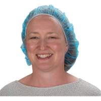 Non-Woven Bouffant Caps, Polypropylene, 21"/Large, Blue Equipex