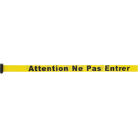 Tape Cassette for Build-Your-Own Crowd Control Barriers, Attention ne pas entrer, 7', Yellow Tape Equipex