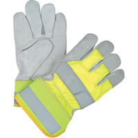 Premium Quality High Visibility Fitters Gloves, Large, Split Cowhide Palm, Cotton Inner Lining Equipex