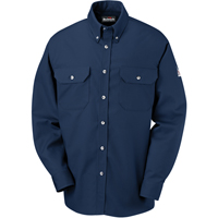 Flame-Resistant Cool Touch&reg; 2 Button Front Deluxe Shirts, Small, Navy Blue Equipex