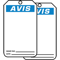 Safety Tags, Plastic, 3-1/8" W x 5-7/8" H, French Equipex