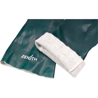 Double Dipped Green Gloves, 14" L, PVC, Cotton Jersey Inner Lining, 70-mil Equipex