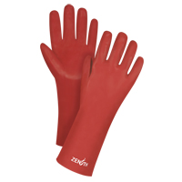 Red Smooth-Finish Chemical-Resistant Gloves, Size 9, 14" L, PVC, Interlock Inner Lining, 47-mil Equipex