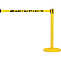 Free-Standing Crowd Control Barrier, Steel, 35" H, Yellow Tape, 7' Tape Length Equipex