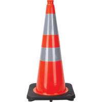 C&ocirc;ne de signalisation, 28", Orange, Bande(s) r&eacute;fl&eacute;chissante(s) 4" & 6" Equipex