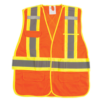 Veste d'arpenteur haute visibilit&eacute;, conforme &agrave; la CSA, Orange haute visibilit&eacute;, T-Grand, Polyester Equipex