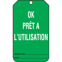 &eacute;tiquettes de s&eacute;curit&eacute; d'inspection et de contr&ocirc;le de l'&eacute;tat de l'&eacute;quipement, Papier cartonn&eacute;, 3-3/8" la x 5-7/8" h, Français Equipex