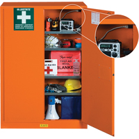 Emergency Preparedness Storage Cabinets, Steel, 4 Shelves, 65" H x 43" W x 18" D, Orange Equipex