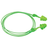 Bouchons d'oreilles r&eacute;utilisables Glide Trio, Avec cordon, Vrac - &agrave; nu, 27 dB NRR, Taille unique Equipex