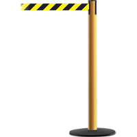 Montant pour syst&egrave;me Advance TensaBarrier, Acier, 36" h, Ruban Noir/Jaune, Longueur du ruban 7,5' Equipex