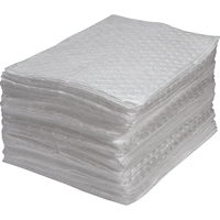 Feuilles absorbantes en fibres fines de premi&egrave;re qualit&eacute;, Huile seulement, 15" x 17", 25 gal. d'absorption Equipex