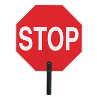 Panneau de signalisation  Stop , 18" x 18", Plastique, Anglais avec pictogramme Equipex
