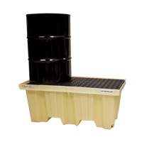 Nestable 2-Drum Poly-Spillpallet Without Drain, 66 US gal. Spill Capacity, 51" x 26" x 21" Equipex