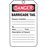 Safety Tags, Plastic, 3-3/8" W x 5-3/4" H, English Equipex