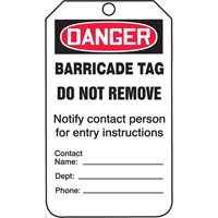 Safety Tags, Plastic, 3-3/8" W x 5-3/4" H, English Equipex