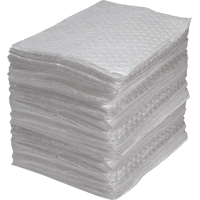 Feuilles absorbantes en fibres fines de calibre industriel, Huile seulement, 15" x 17", 40 gal. d'absorption Equipex