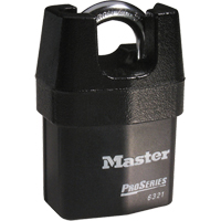 ProSeries&reg; Shrouded Padlock, Black, Keyed Different, Laminated Steel, 2-3/8" Width Equipex