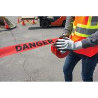 Ruban pour barricade Danger, Bilingue, 3" la x 1000' lo, 1,5 mil, Noir/rouge Equipex