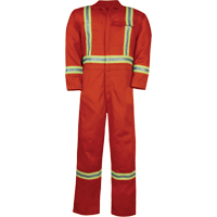 Unlined Hi-Vis Coveralls, Size Small, Orange Equipex