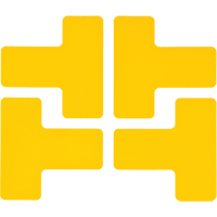 Floor Corner Marks, T, 5" L x 2" W, Yellow, Polyester Equipex