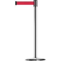 Montant pour barri&egrave;re Slimline TensaBarrier, Acier, 38" h, Ruban Rouge, Longueur du ruban 7,5' Equipex