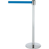 Montant pour barri&egrave;re Slimline TensaBarrier, Acier, 38" h, Ruban Bleu, Longueur du ruban 7,5' Equipex
