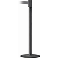 Montant pour barri&egrave;re Slimline TensaBarrier, Acier, 38" h, Ruban Noir, Longueur du ruban 7,5' Equipex