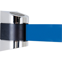 TensaBarrier&reg; Wall Mounted Units, Plastic, Screw Mount, 15', Blue Tape Equipex