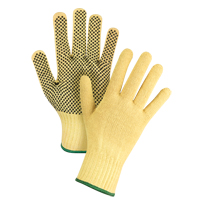 Gants tricot&eacute;s sans couture &agrave; pois, Taille Moyen/8, Calibre 7, Rev&ecirc;tement PVC, Enveloppe en Kevlar, ASTM ANSI niveau A2/EN 388 niveau 3 Equipex
